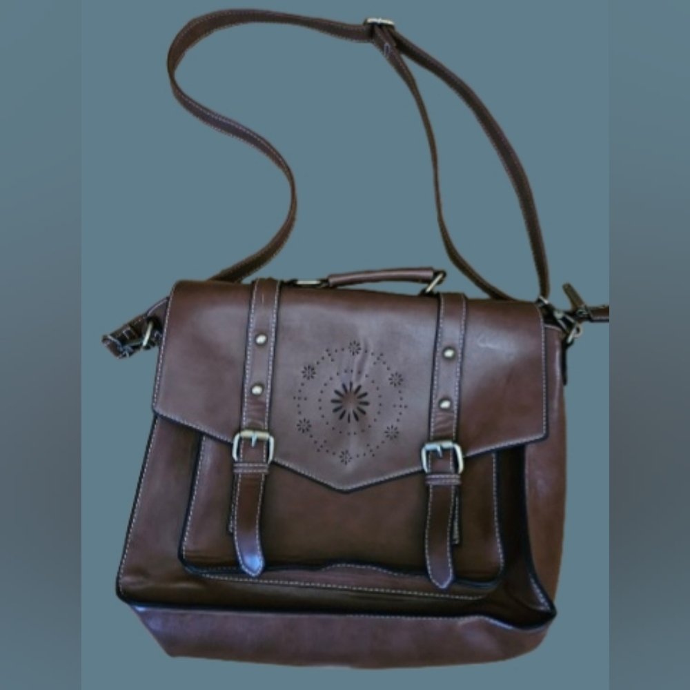 *ECOSUSI Brown Vegan Leather Backpack - Women’s Laptop Bag & Briefcase